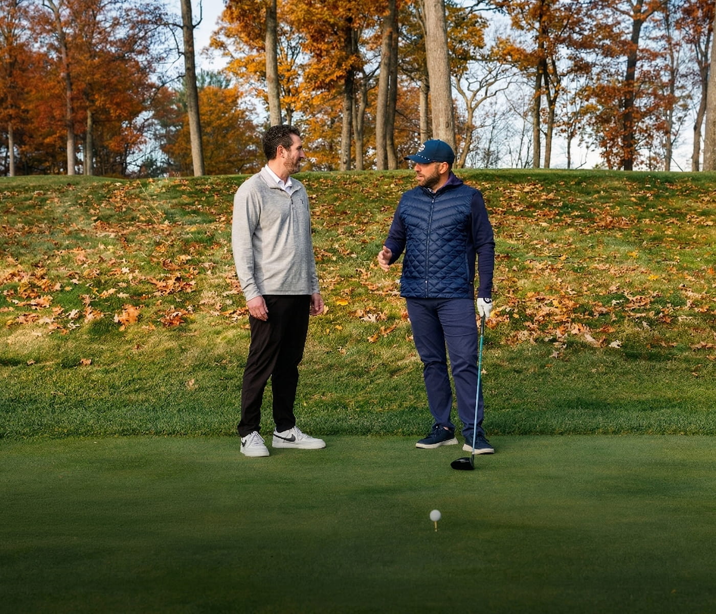 Golfer standing centered and focused on the course, representing mindful mental performance in the Centered Swings program