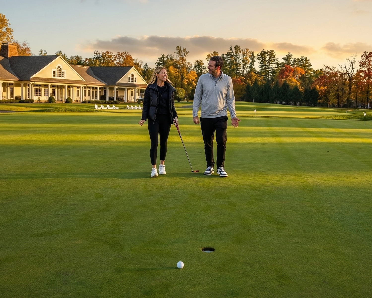 Golfer in calm, focused stance during mental skills training for Centered Swings golf psychology program